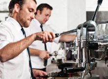 Coffee barista at work