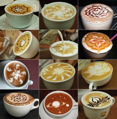 Specialty coffee drinks barista makes in coffee house